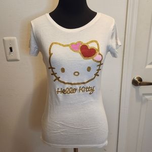 Hello Kitty White Gold 90s Y2K Short Sleeve Tee Shirt